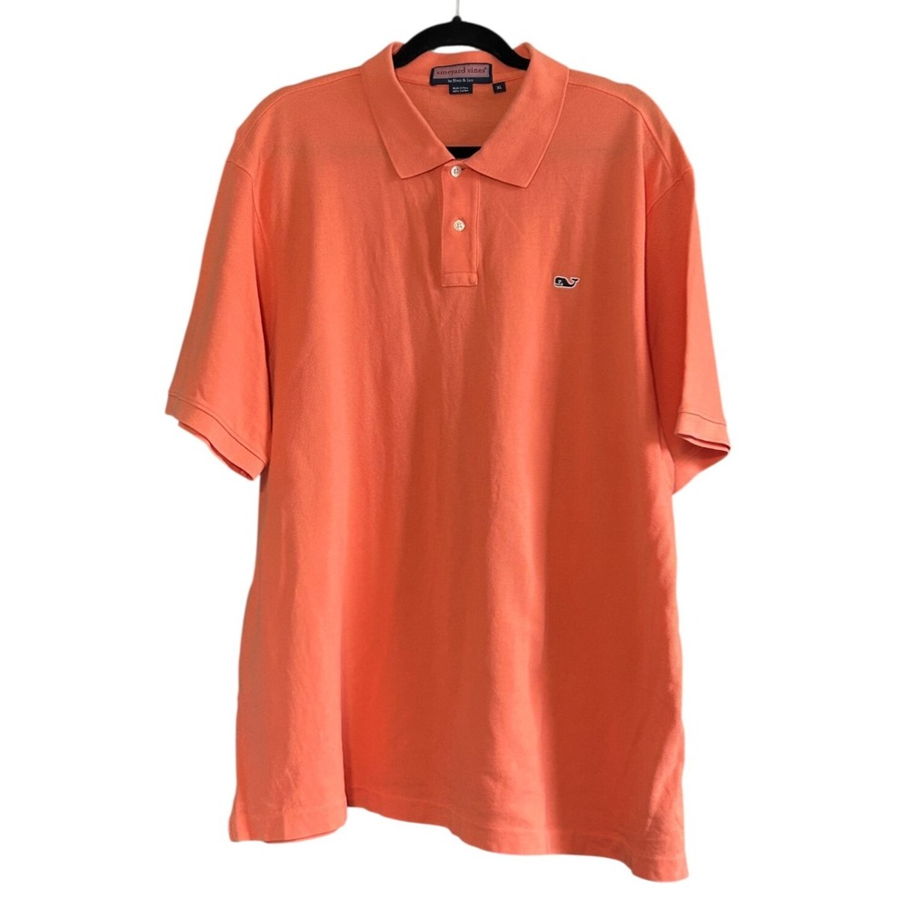 Vineyard Vines Polo Shirt Mens XL Peach Lt Orange Cotton Casual Golf Outdoor Dad - Picture 7 of 8